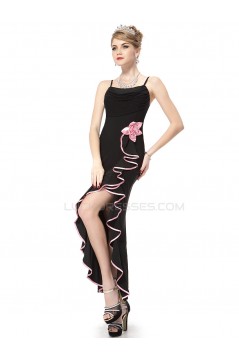 Long Black Spaghetti Strap Prom Evening Formal Party Dresses ED010056