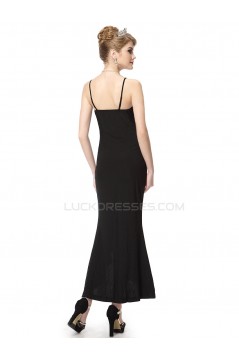 Long Black Spaghetti Strap Prom Evening Formal Party Dresses ED010056