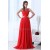 A-Line Beaded Long Red Chiffon Prom Evening Formal Party Dresses ED010059