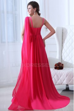 A-Line Long Pink Chiffon Prom Evening Formal Party Dresses ED010060