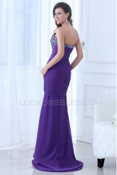 Trumpet/Mermaid Sweetheart Beaded Long Purple Chiffon Prom Evening Formal Party Dresses ED010062