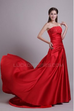 Sheath/Column Strapless Long Red Prom Evening Formal Party Dresses ED010067