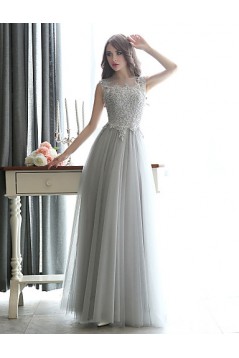 Formal Evening Black Tie Gala Dress Sheath Column Bateau Floor-length Tulle with Appliques Beading Dresses ED010068