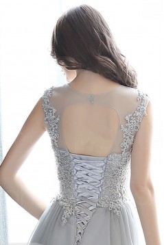 Formal Evening Black Tie Gala Dress Sheath Column Bateau Floor-length Tulle with Appliques Beading Dresses ED010068