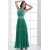 A-Line One-Shoulder Beaded Pleated Long Green Chiffon Prom Evening Formal Party Dresses ED010084