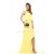 One-Shoulder Beaded Long Yellow Chiffon Prom Evening Formal Party Dresses ED010096