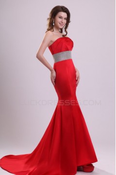 Trumpet/Mermaid Strapless Long Red Prom Evening Formal Party Dresses ED010100