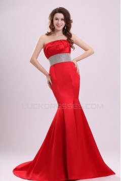 Trumpet/Mermaid Strapless Long Red Prom Evening Formal Party Dresses ED010100