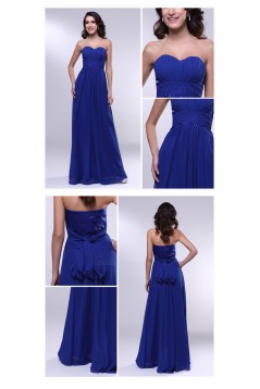 A-Line Sweetheart Beaded Long Blue Chiffon Prom Evening Formal Dresses ED011000