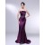 Trumpet/Mermaid Strapless Beaded Long Purple Prom Evening Formal Dresses ED011005