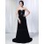 A-Line Sweetheart Beaded Long Black Chiffon Prom Evening Formal Dresses ED011014