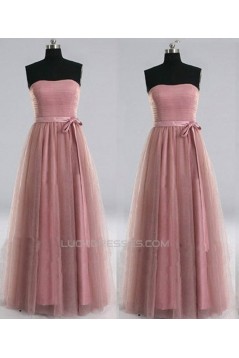 A-Line Strapless Tulle Long Prom Evening Formal Dresses ED011022