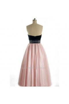 A-Line Sweetheart Black Pink Beaded Long Prom Evening Formal Dresses ED011023
