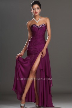 Sheath Sweetheart Beaded Long Chiffon Prom Evening Formal Dresses ED011026