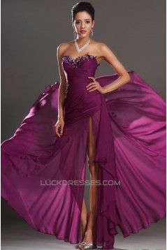 Sheath Sweetheart Beaded Long Chiffon Prom Evening Formal Dresses ED011026