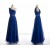 A-Line One-Shoulder Beaded Long Blue Chiffon Prom Evening Formal Dresses ED011038