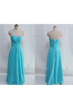 A-Line Sweetheart Long Blue Chiffon Prom Evening Bridesmaid Dresses ED011048