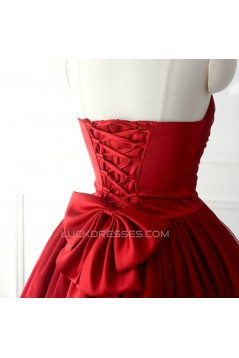 Short/Mini Sweetheart Red Tulle and Satin Prom Evening Formal Cocktail Dresses ED011063