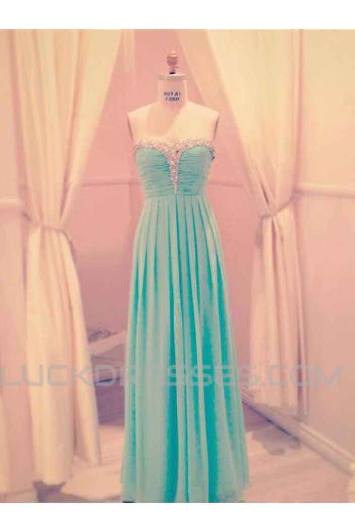 A-Line Beaded Long Chiffon Prom Evening Formal Dresses ED011075