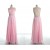 A-Line One-Shoulder Beaded Long Pink Chiffon Prom Evening Formal Dresses ED011077