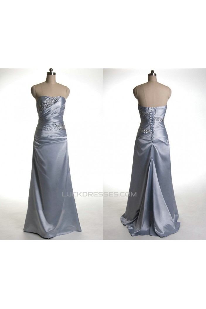A-Line Strapless Beaded Long Prom Evening Formal Dresses ED011078