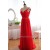 A-Line Long Red Chiffon Prom Evening Formal Dresses ED011079