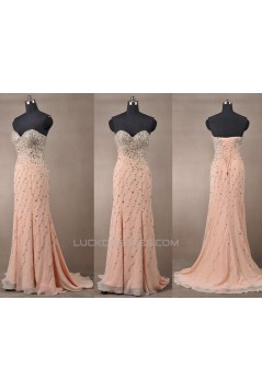 Beaded Sweetheart Long Chiffon Prom Evening Formal Dresses ED011084