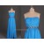 A-Line Strapless Beaded Long Blue Chiffon Prom Evening Formal Dresses ED011099