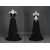 A-Line V-Neck Beaded Long Black Chiffon Prom Evening Formal Dresses ED011124