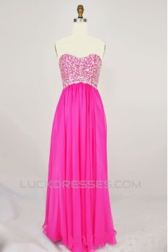 A-Line Sweetheart Beaded Long Blue Chiffon Prom Evening Formal Dresses ED011127