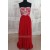 A-Line Strapless Beaded Long Red Chiffon Prom Evening Formal Dresses ED011155