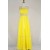A-Line One-Shoulder Beaded Long Yellow Chiffon Prom Evening Formal Dresses ED011165
