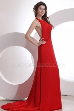 A-Line Halter Long Red Chiffon Prom Evening Formal Party Dresses ED010118