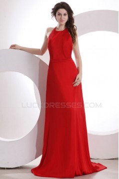 A-Line Halter Long Red Chiffon Prom Evening Formal Party Dresses ED010118