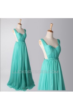 A-Line Straps Sleeveless Long Chiffon Prom Evening Formal Dresses ED011185