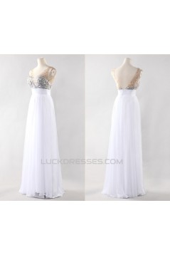 A-Line Beaded Long Pink Chiffon Prom Evening Formal Dresses ED011191