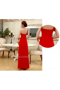 A-Line One-Shoulder Beaded Long Chiffon Prom Evening Formal Dresses ED011194