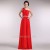 A-Line One-Shoulder Beaded Long Red Chiffon Prom Evening Formal Dresses ED011195