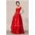 A-Line One-Shoulder Long Red Prom Evening Formal Dresses ED011198