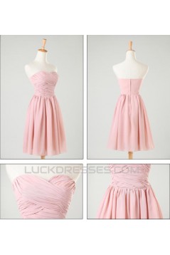 A-Line Short Pink Chiffon Prom Evening Formal Bridesmaid Dresses ED011202