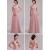 A-Line V-Neck Long Pink Chiffon Prom Evening Formal Bridesmaid Dresses ED011204