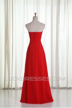 A-Line Sweetheart Beaded Long Red Chiffon Prom Evening Formal Dresses ED011214