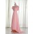 A-Line V-Neck Beaded Long Pink Chiffon Prom Evening Formal Dresses ED011215