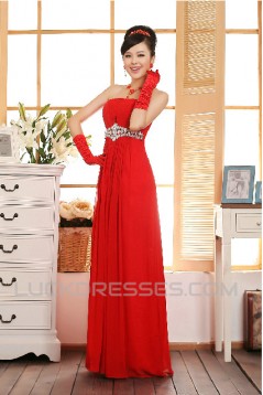 A-Line Strapless Beaded Long Chiffon Prom Evening Formal Dresses ED011218
