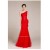 Trumpet/Mermaid One-Shoulder Beaded Long Red Prom Evening Formal Dresses ED011228