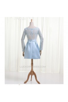 Short Long Sleeve Lace and Satin Prom Evening Formal Dresses ED011241