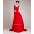 A-Line Beaded Long Red Chiffon Prom Evening Formal Dresses ED011247