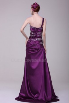 Long Purple Beaded One-Shoulder Prom Evening Formal Party Dresses ED010125