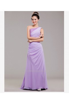 A-Line One-Shoulder Beaded Long Chiffon Prom Evening Formal Dresses ED011251