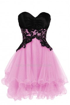 Modest Sweetheart Short Black Blue Prom Evening Cocktail Dresses ED011267